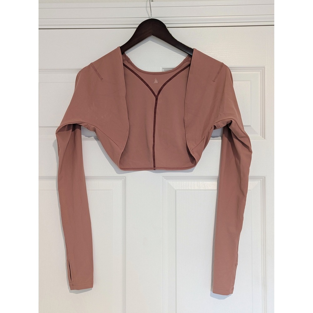 Vitality Cloud Shrug Mauve Long Sleeve Cropped Bolero Thumbholes Womens Small
